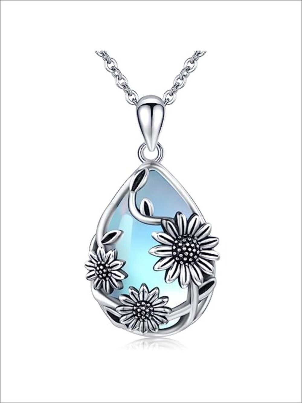 Moonstone Necklace 925 Sterling Silver Teardrop Pendant Fine Jewelry Gift